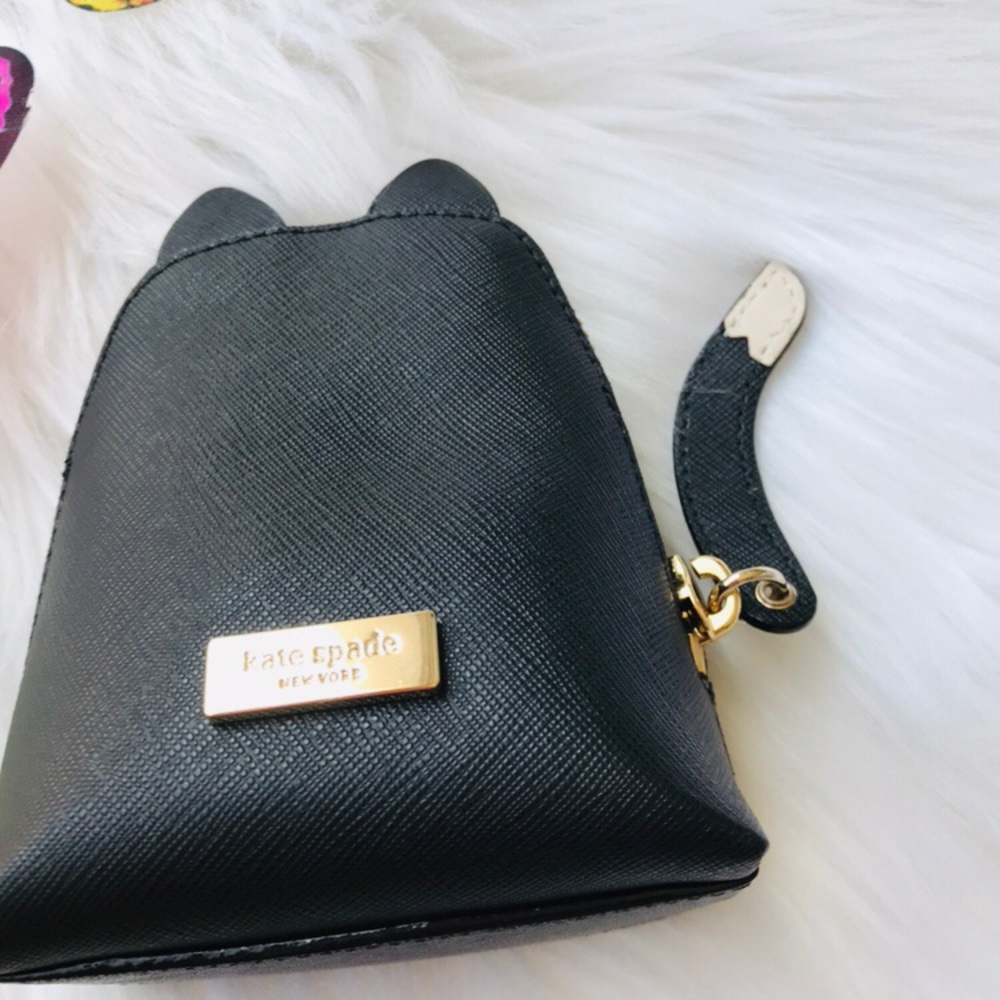 KATE SPADE CAT COIN PURSE BLACK JAZZ THINGS UP - Picture 4 of 6